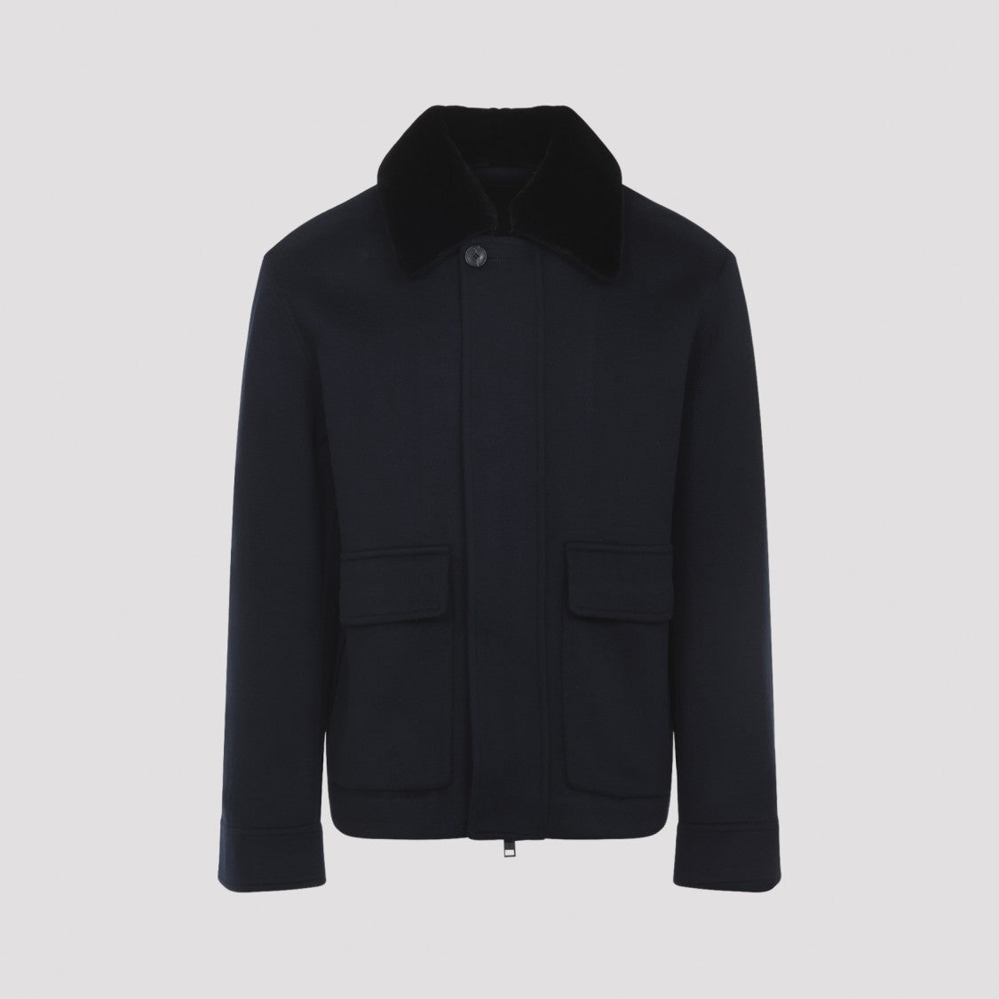 Yves Salomon Navy Blue Mink Down Jacket With Detachable Collar