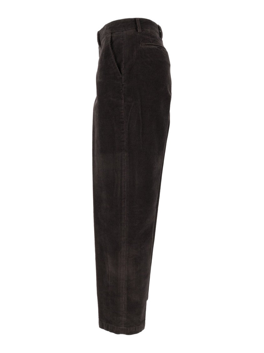 Briglia Black Corduroy Straight-Leg Trousers