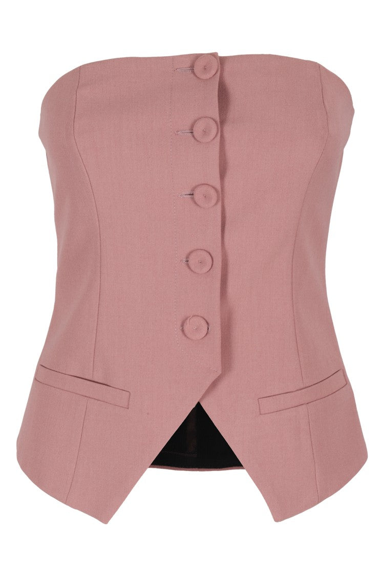 Erika Cavallini Uma Pink Ash Fitted Top Gilet