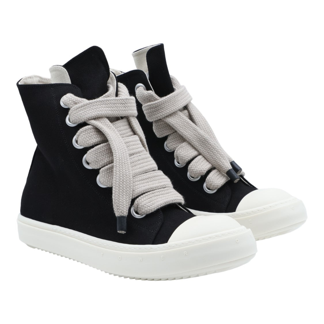 Drkshdw By Rick Owens High-Top Sneakers With Oversized Beige Laces And Chunky Sole