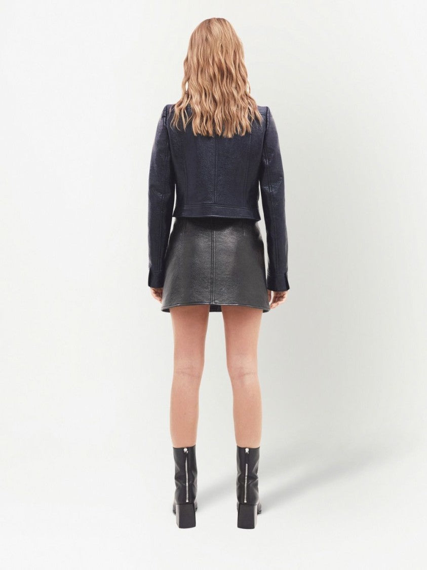 Courrèges Glossy Silk-Blend Structured Cropped Jacket