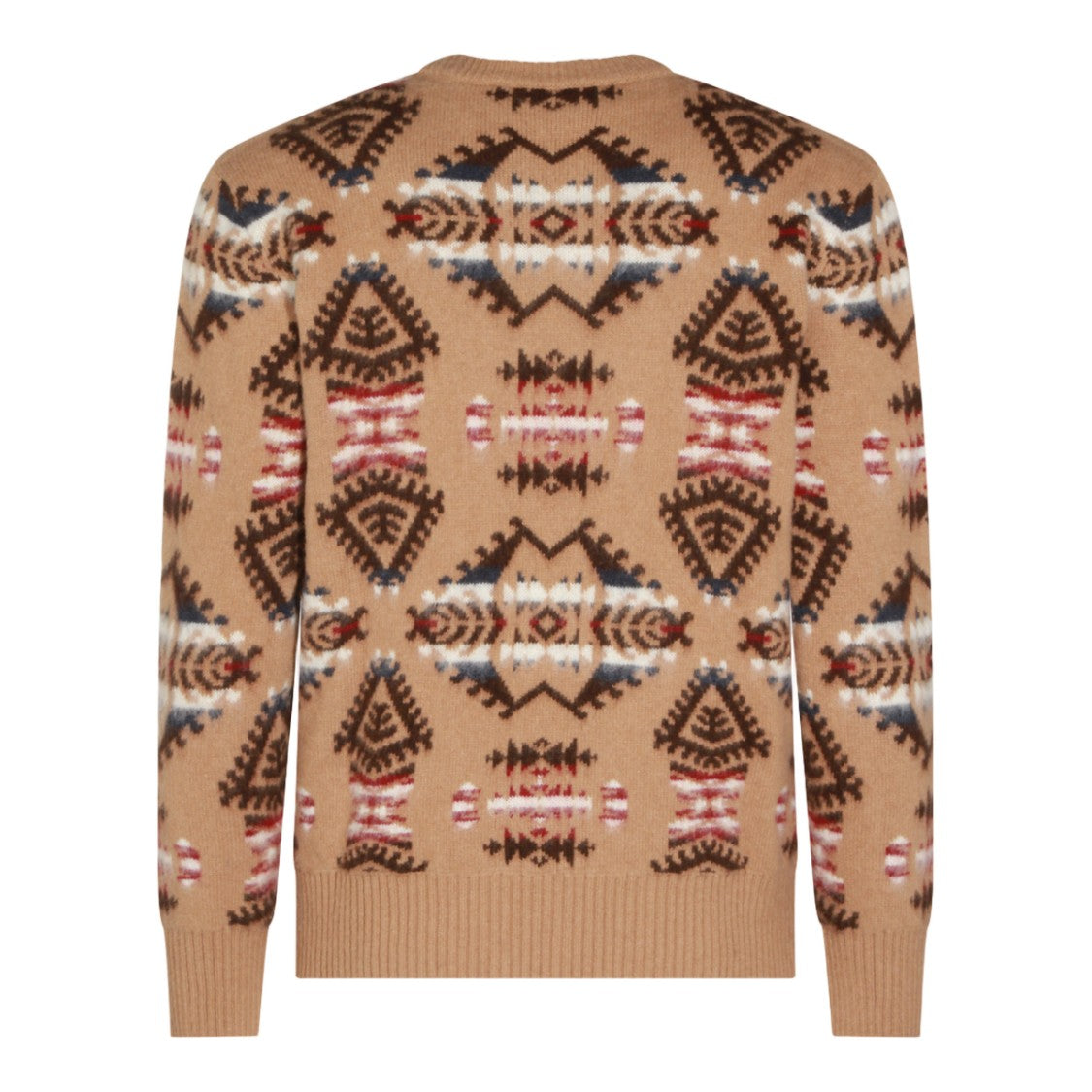 Altea Geometric Pattern Knit Sweater In Warm Camel