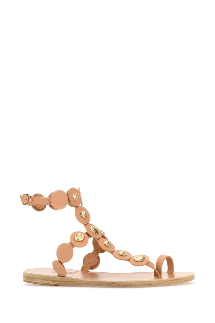 Ancient Greek Sandals Peach Leather Thong Sandals