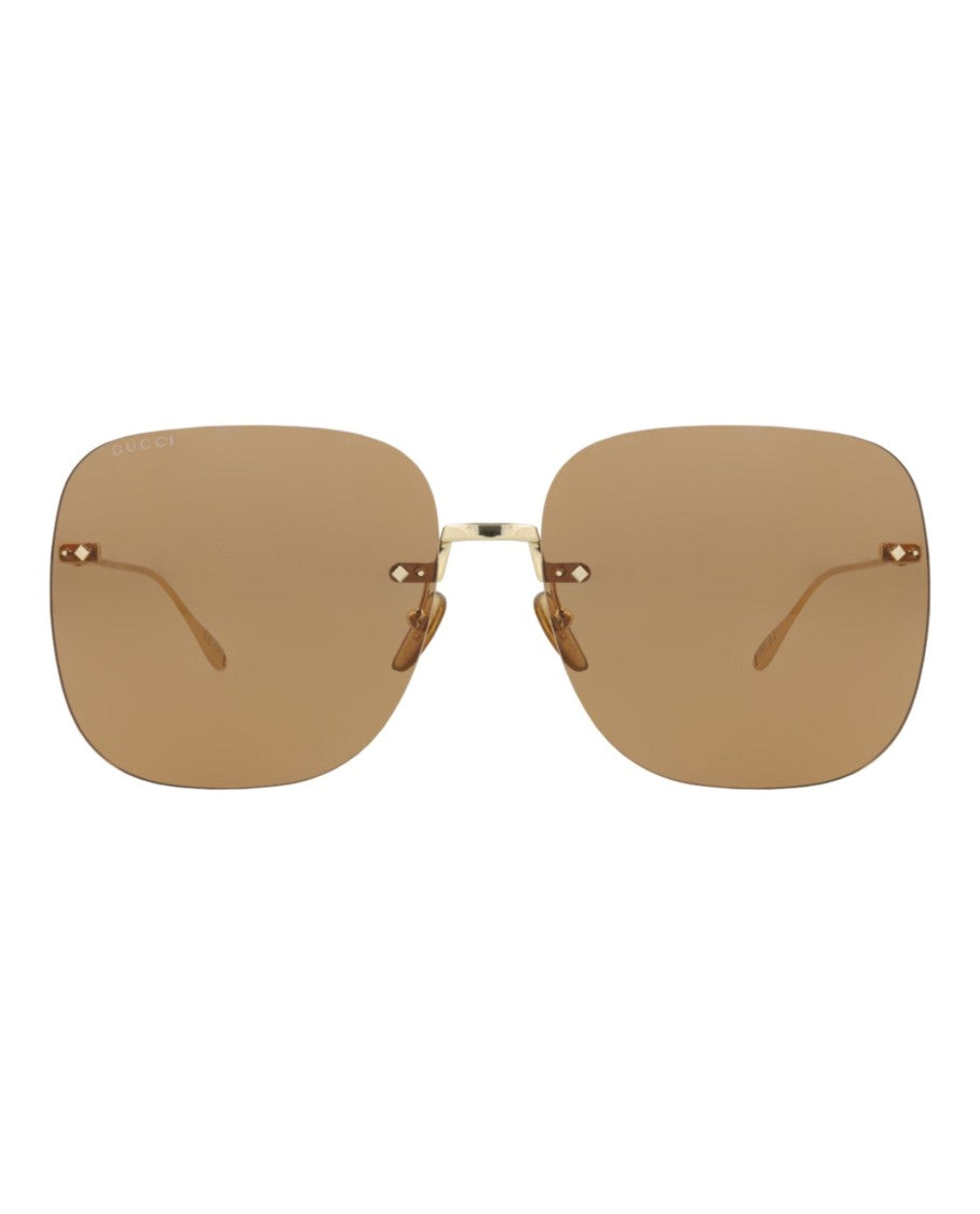 Gucci Square-Frame Metal Sunglasses