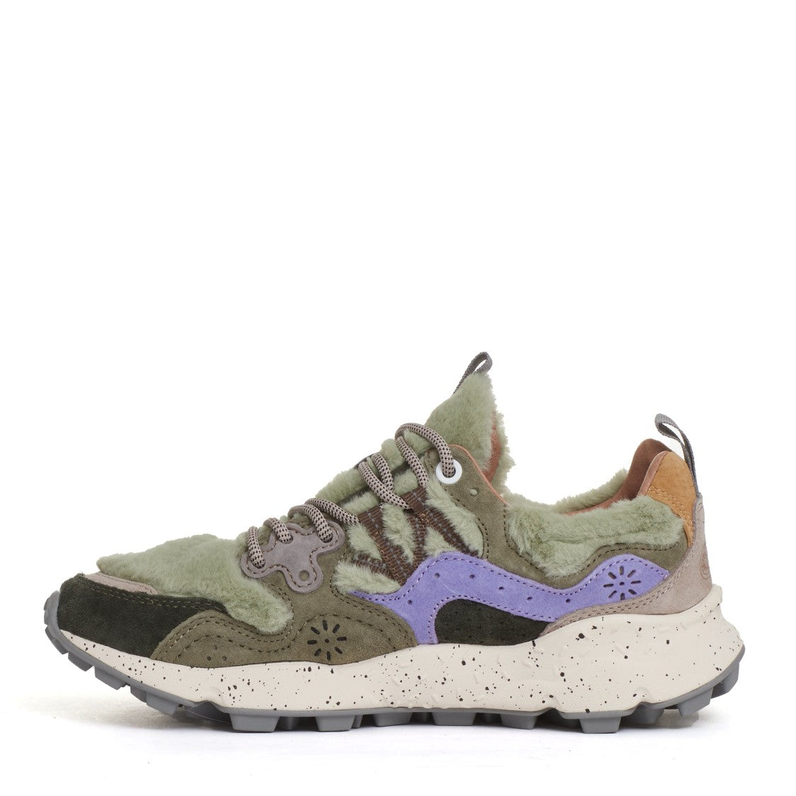 Flower Mountain Multicolor Fur And Suede Sneaker