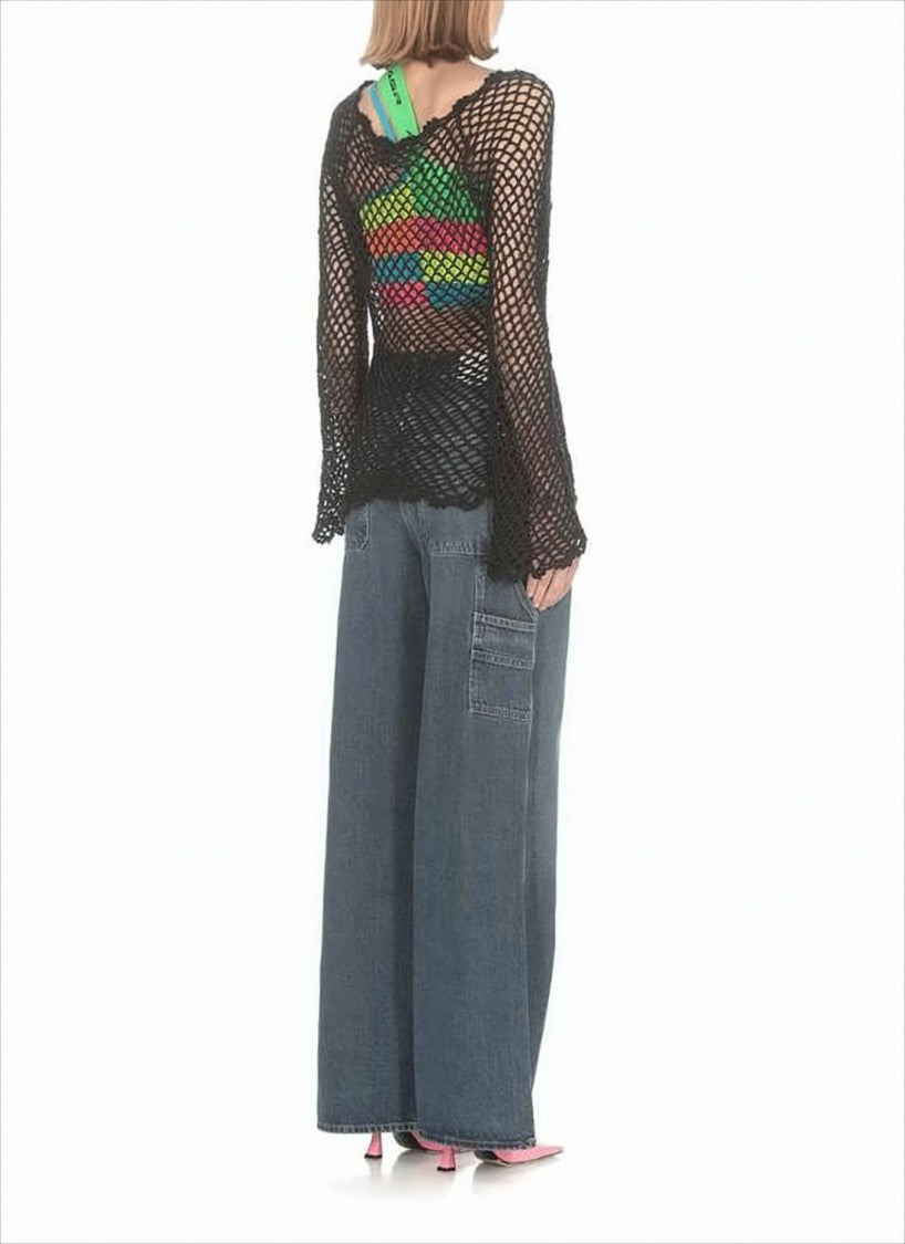 Agolde Wide-Leg Denim Pants With High Waist