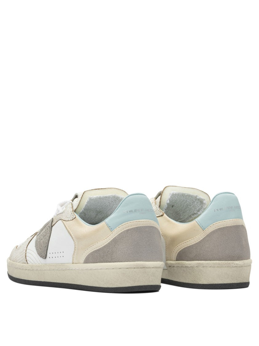 Philippe Model Paris Beige Low-Top Sneakers With Textured Leather Panels