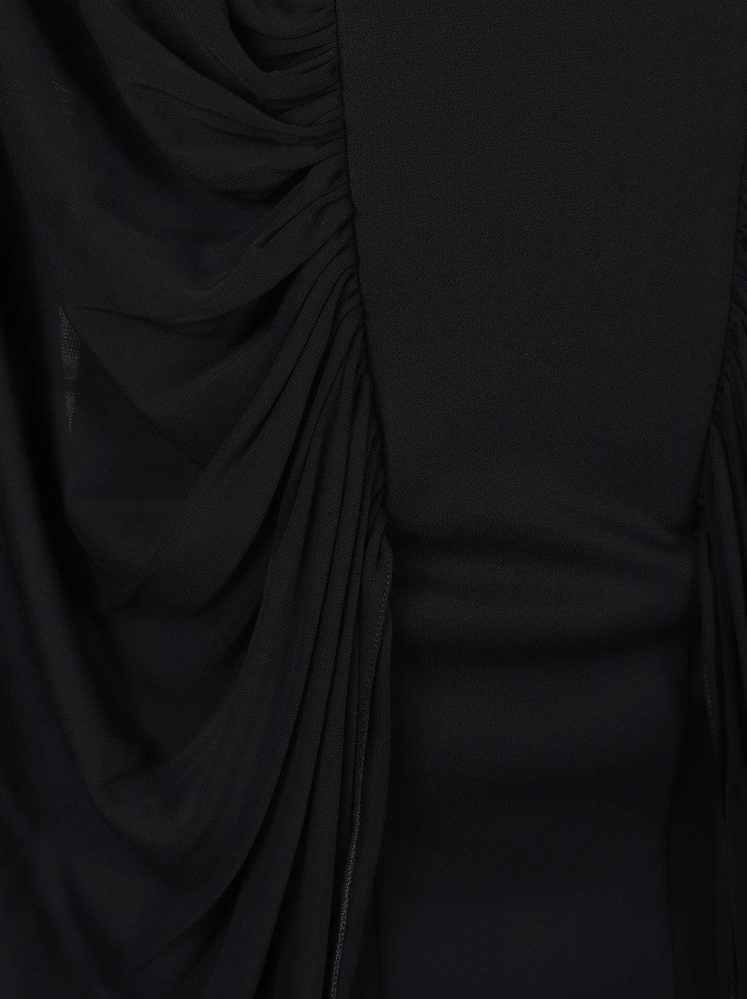 Alaïa Bustier Maxi Dress With Draped Back And Ruching