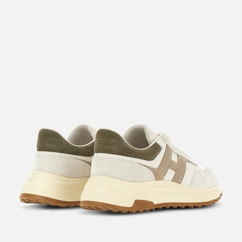 Hogan Neutral Tone Textured Outsole Side Logo Sneakers