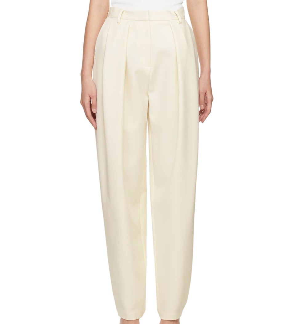 Magda Butrym High-Waisted Cream Wool Tapered Pants