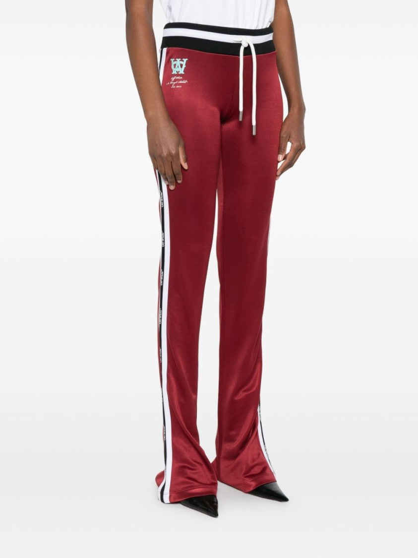 Off-White Flared Red Trousers With Contrasting Side Panels