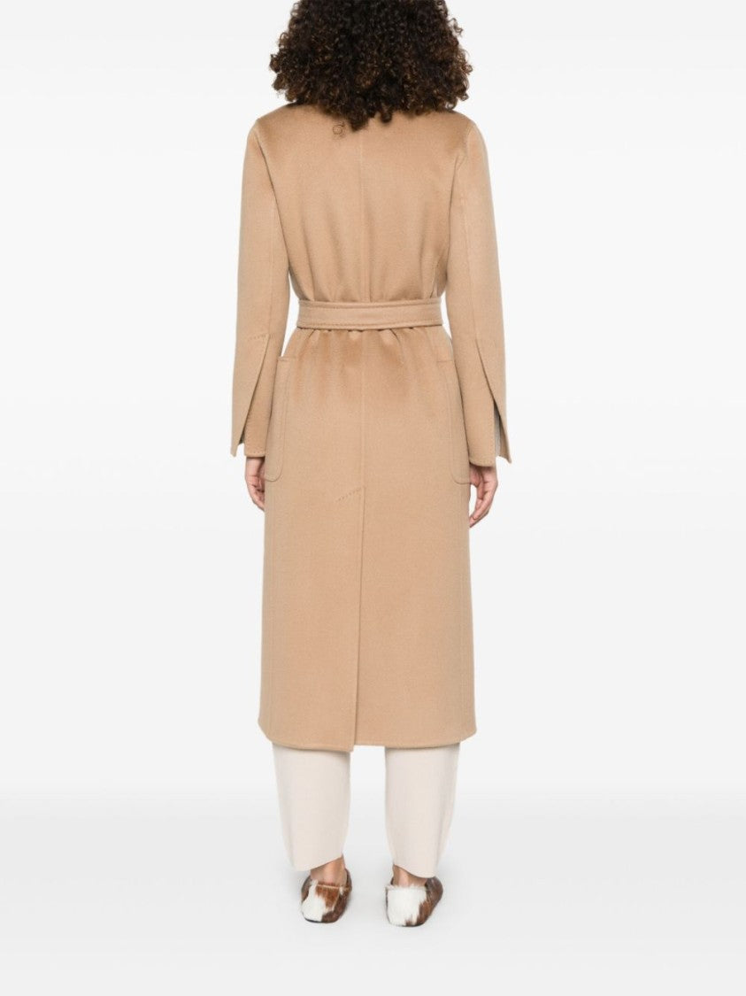 Max Mara Belted Camel Coat With Notched Collar And Timeless Appeal