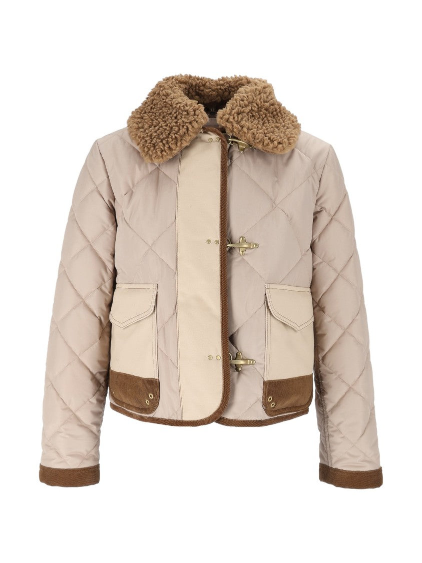 Fay Mini 3-Ganci Quilted Suede-Accent Jacket