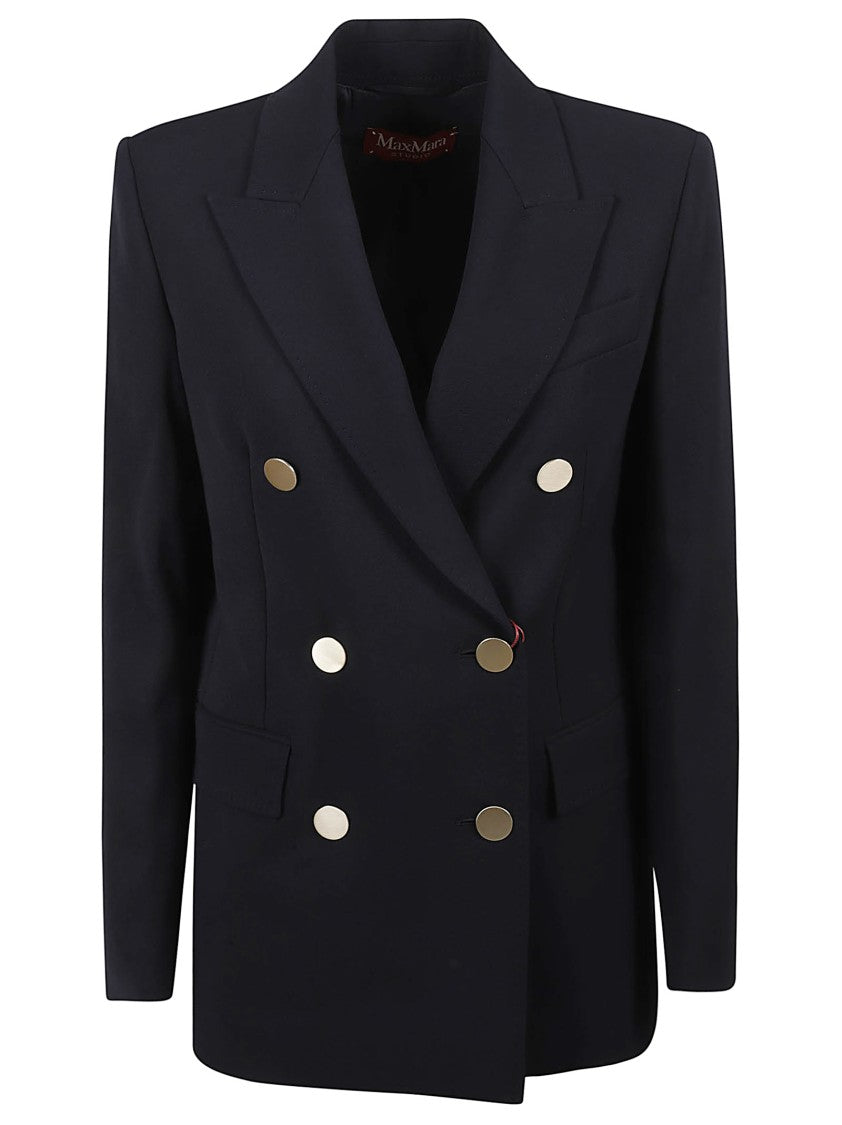 Max Mara Tailored Double-Breasted Blazer With Gold Buttons