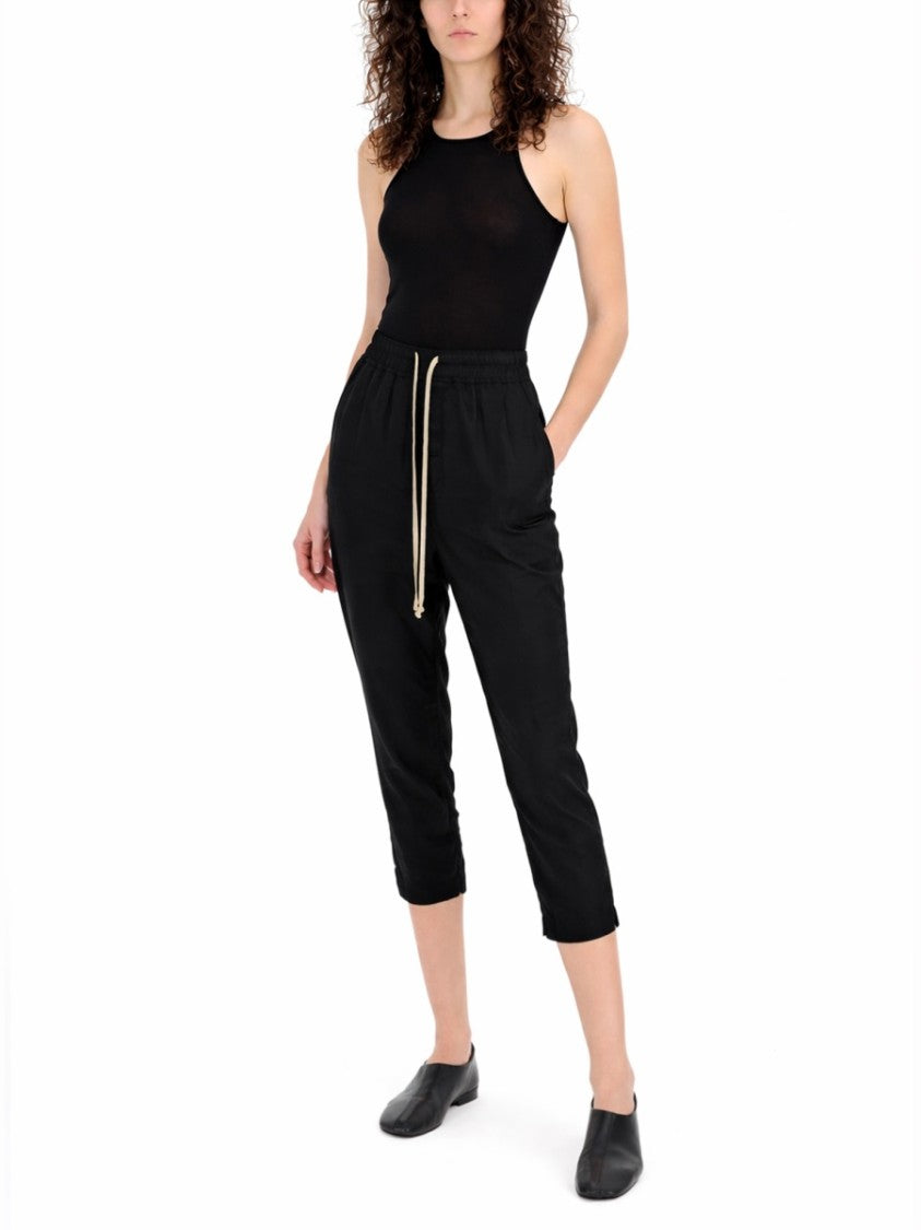 Rick Owens Astaires Cupro Dropped Crotch Cropped Pants