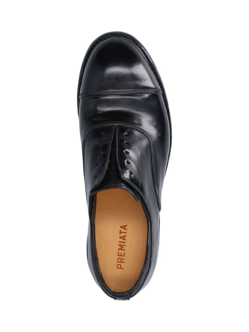 Premiata Black Abner Worn-Effect Leather Derby Shoes
