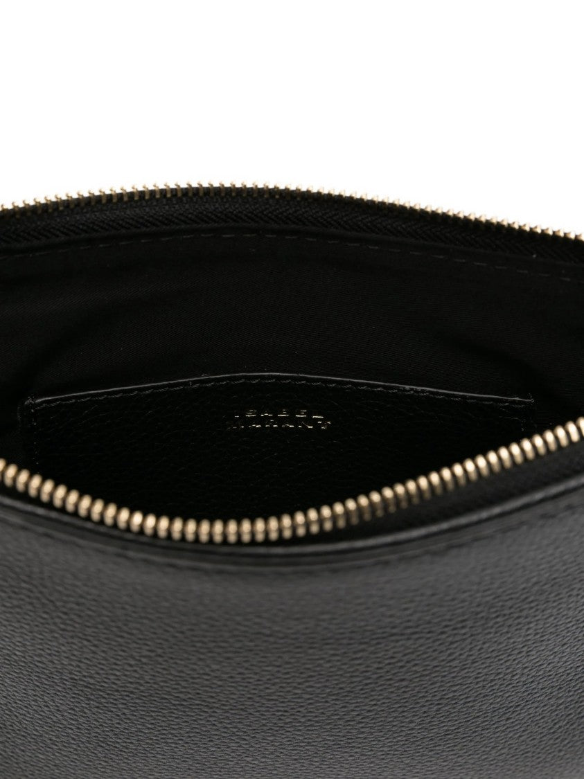 Isabel Marant Crescent-Shaped Soft Pebbled Leather Shoulder Bag With Gold-Tone Studs