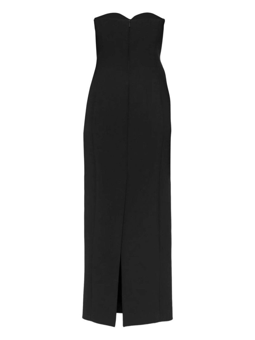 Khaite Black Midi Dress With Sweetheart Neckline