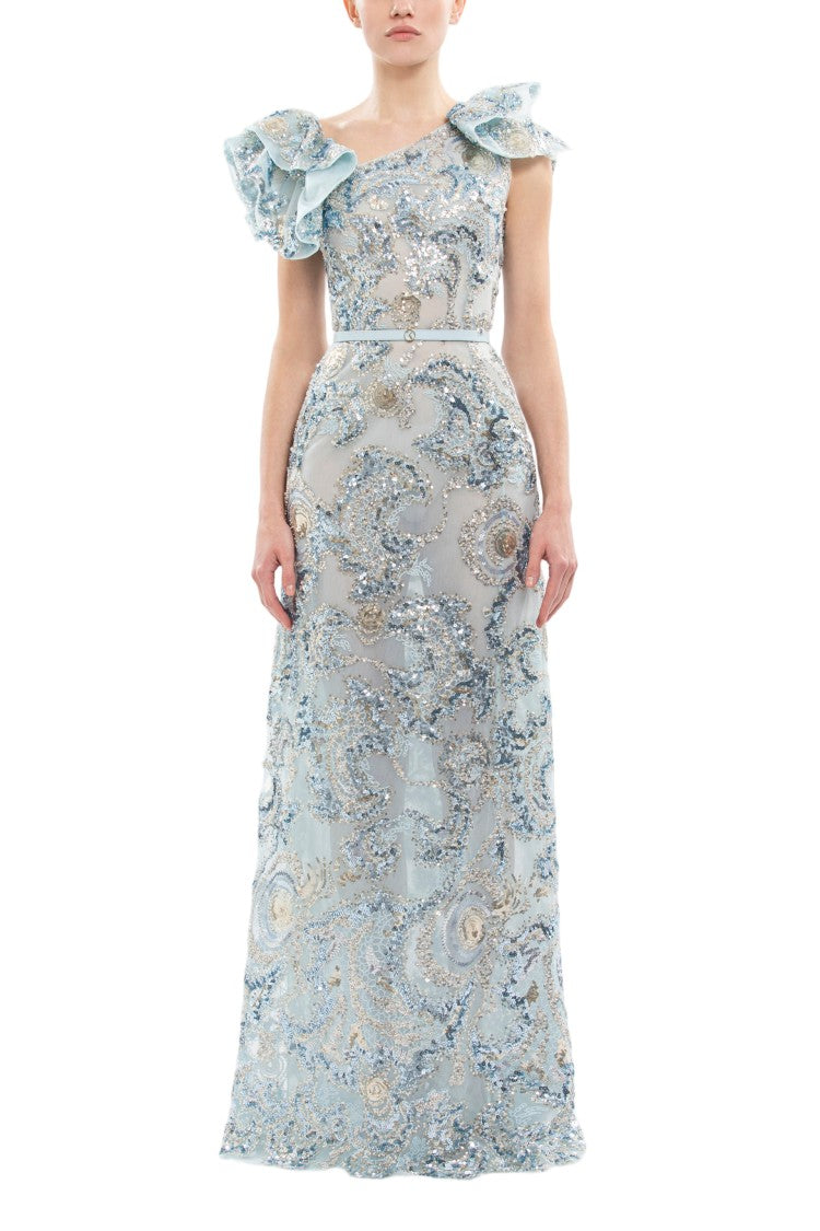 Saiid Kobeisy Embroidered Tulle Ruffled Dress