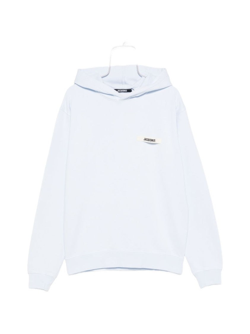 Jacquemus Blue Logo Patch Hooded Knit Hoodies