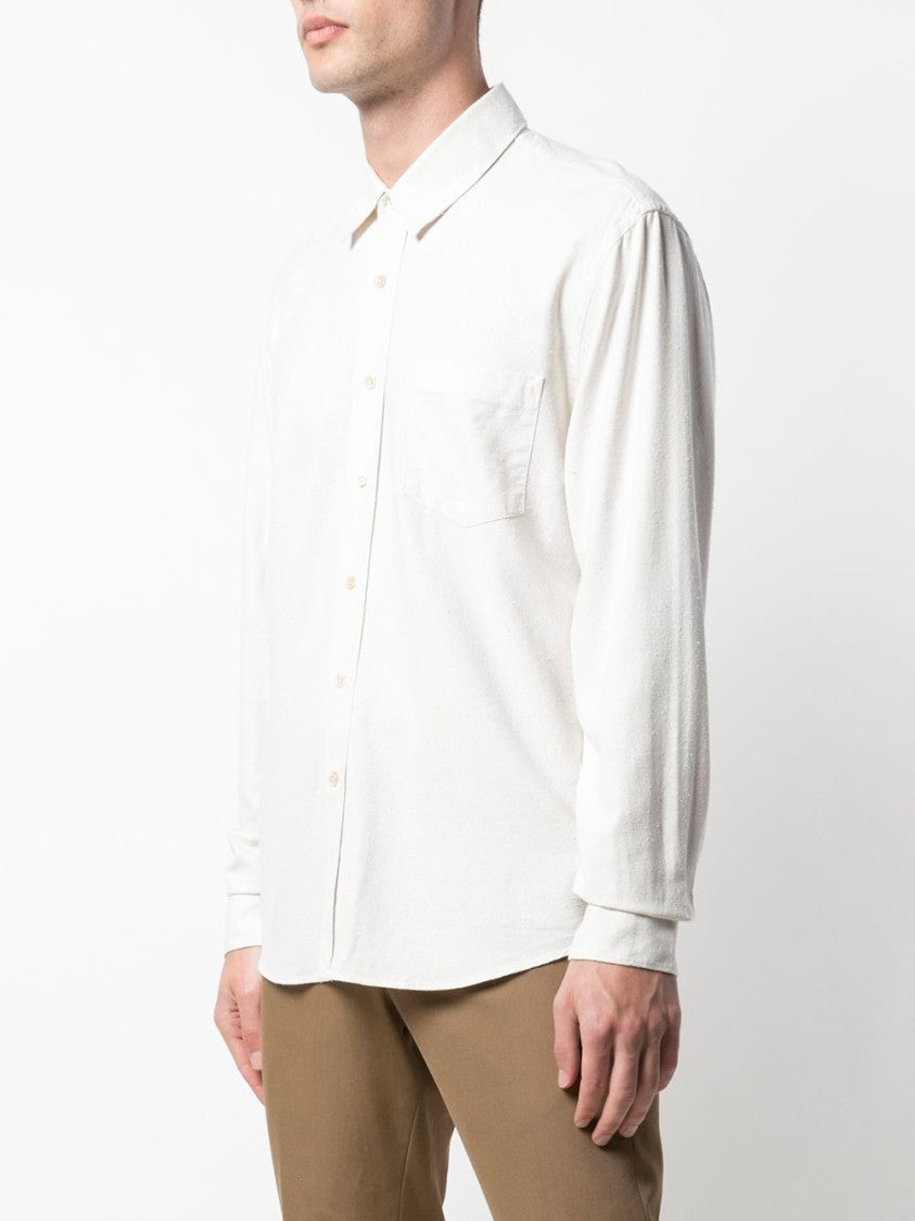 Our Legacy White Silk Classic Shirt With Curved Hem