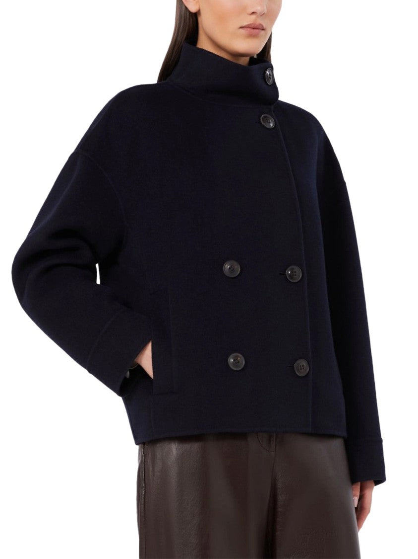 Max Mara Boxy Cropped Coat With High Stand Collar And Double-Breasted Closure
