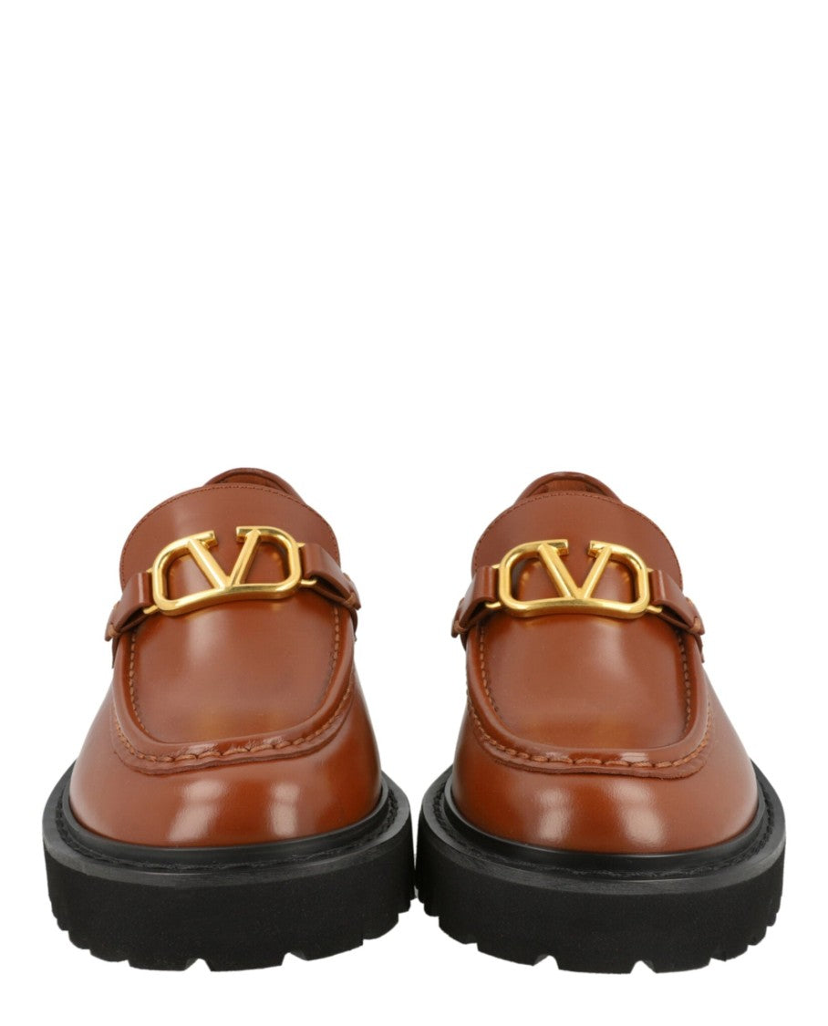 Valentino Vlogo Signature Glossed-Leather Loafers
