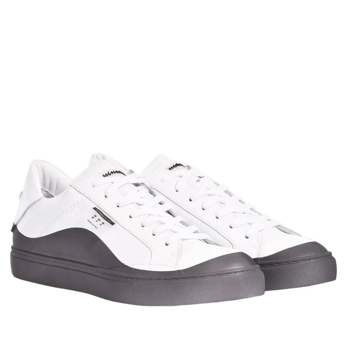 Mimanera White Grey Handcrafted Satin Effect Sneakers