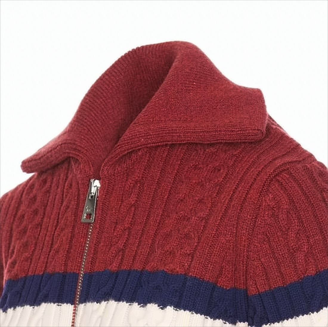Maison Kitsuné Cable Knit Cardigan With Color-Block Design