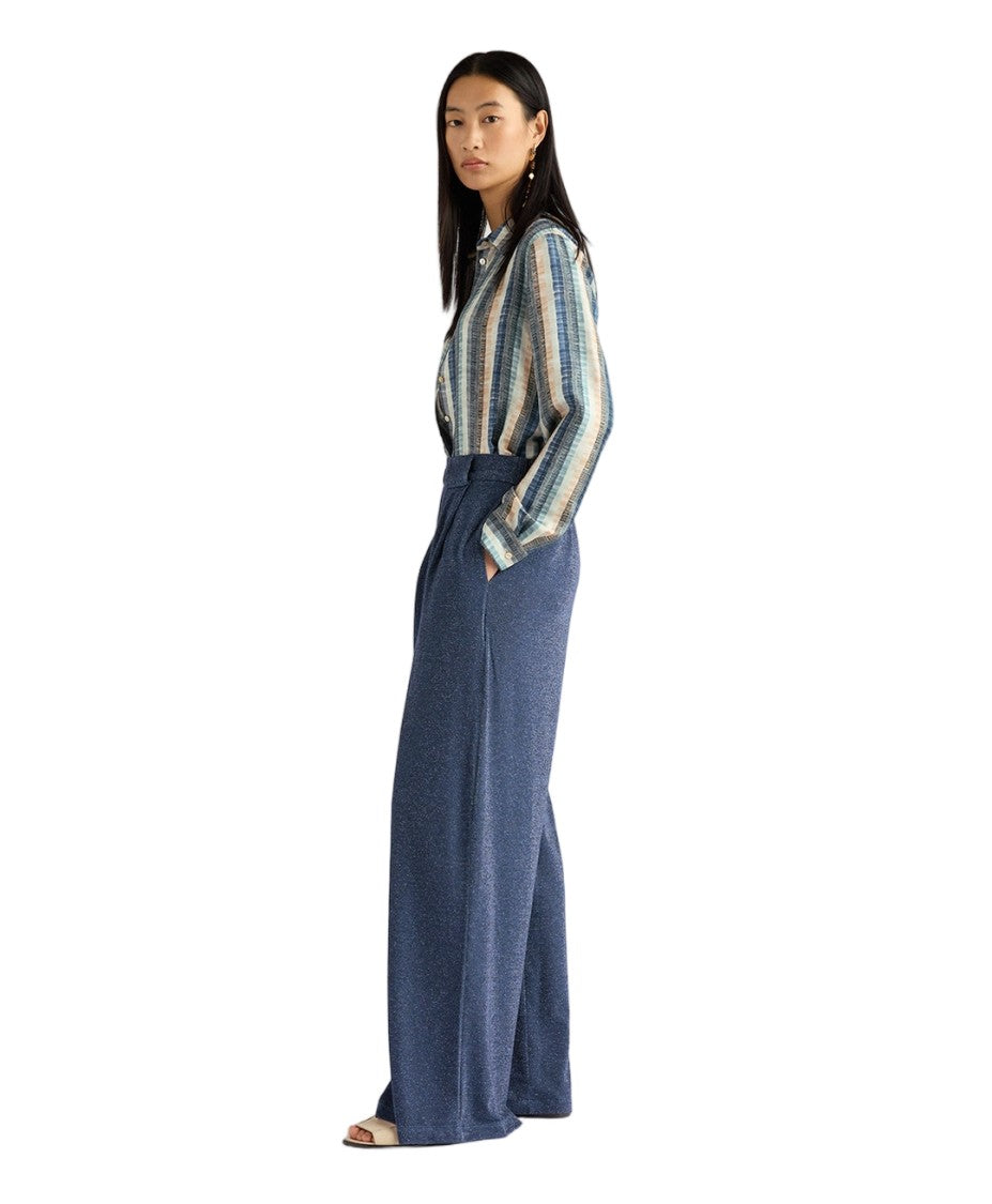 Momonì Lurex Front-Pleat Wide-Leg Pants