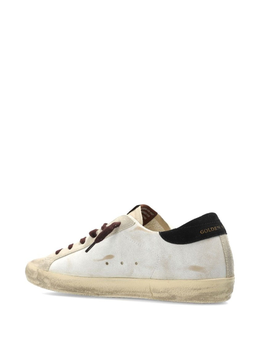 Golden Goose Distressed White Leather Low-Top Sneakers With Signature Star Detail