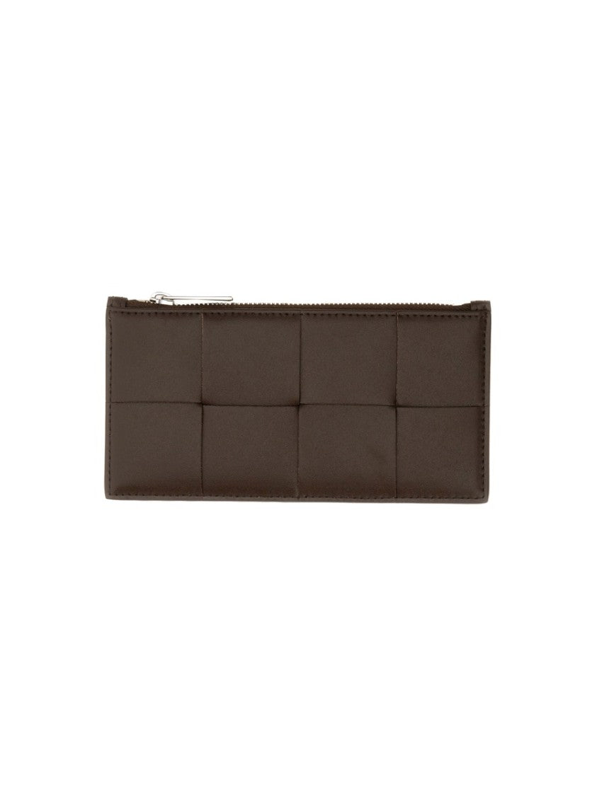 Bottega Veneta Compact Leather Card Holder With Zippered Compartment