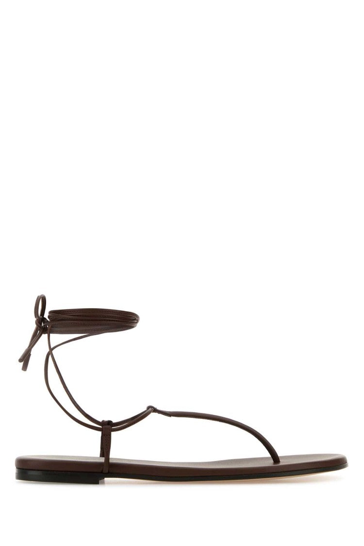 Gianvito Rossi Brown Nappa Leather Gwyneth Thong Sandals