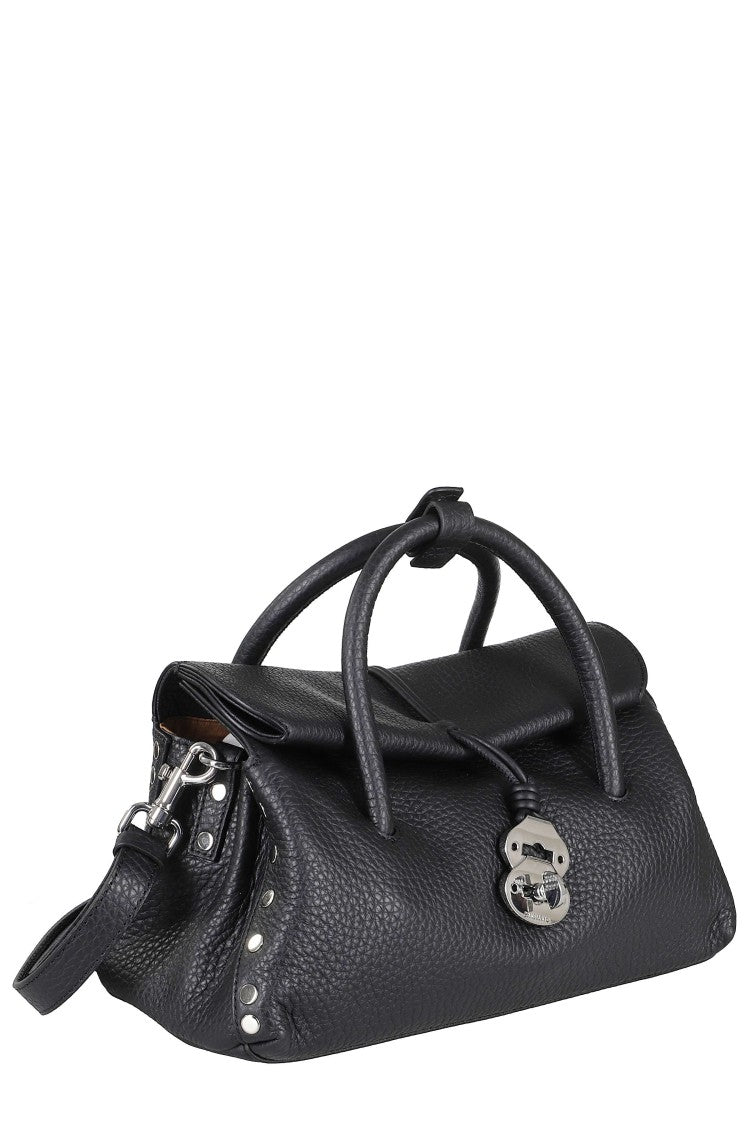 Zanellato Black Hammered Leather Shoulder Bag
