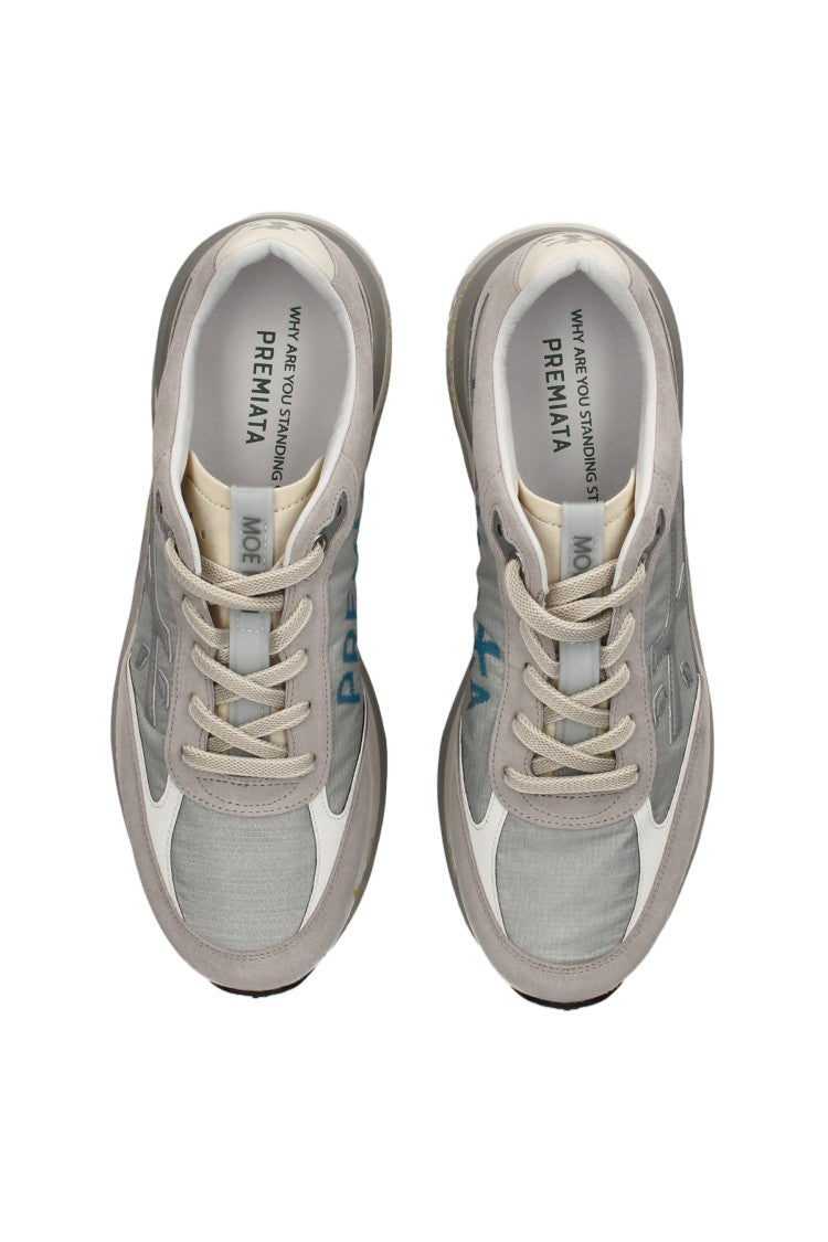 Premiata Leather And Canvas Trainers With Distinctive Branding