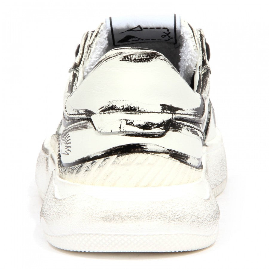 Trypee Artistic Leather Sneakers With Brushstroke Detailing