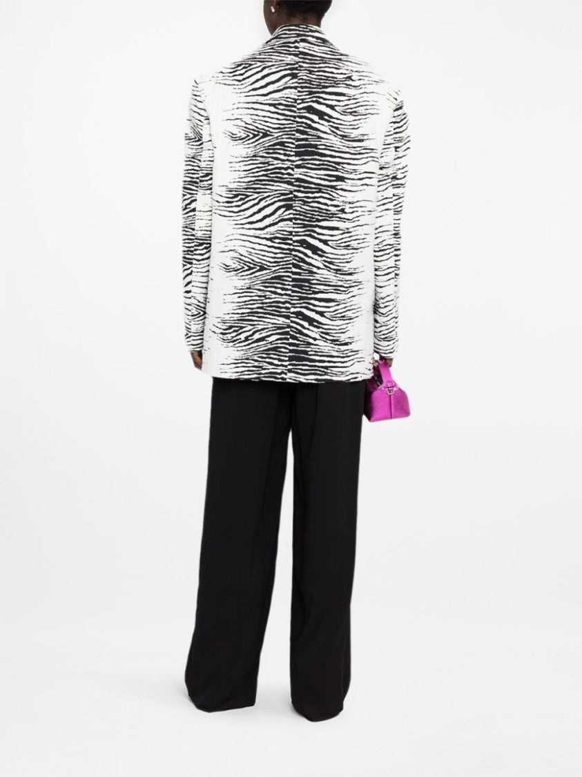 The Attico Zebra-Print Single-Breasted Blazer With Notched Lapels