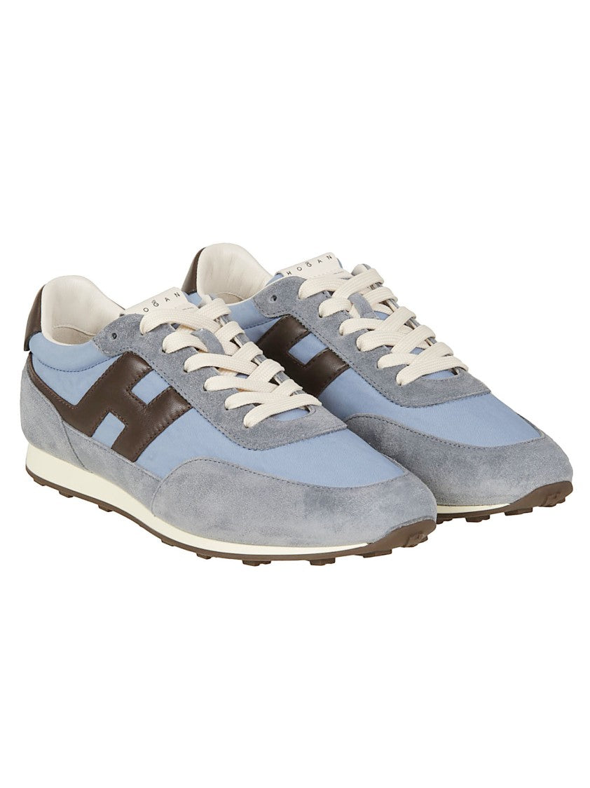 Hogan Light Blue H699 Polyamide-Blend Suede Sneakers