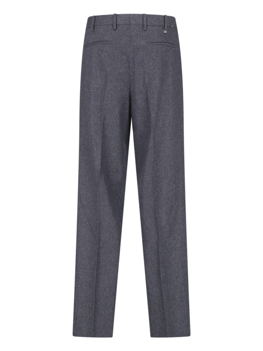 Pt Torino Grey Straight-Leg Virgin Wool-Cashmere Trousers