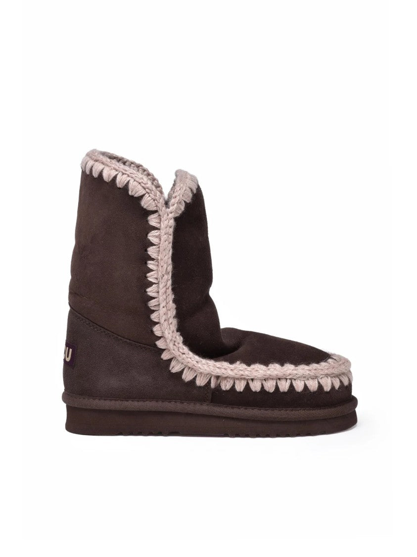Mou Brown Suede Whipstitch Eskimo Boots