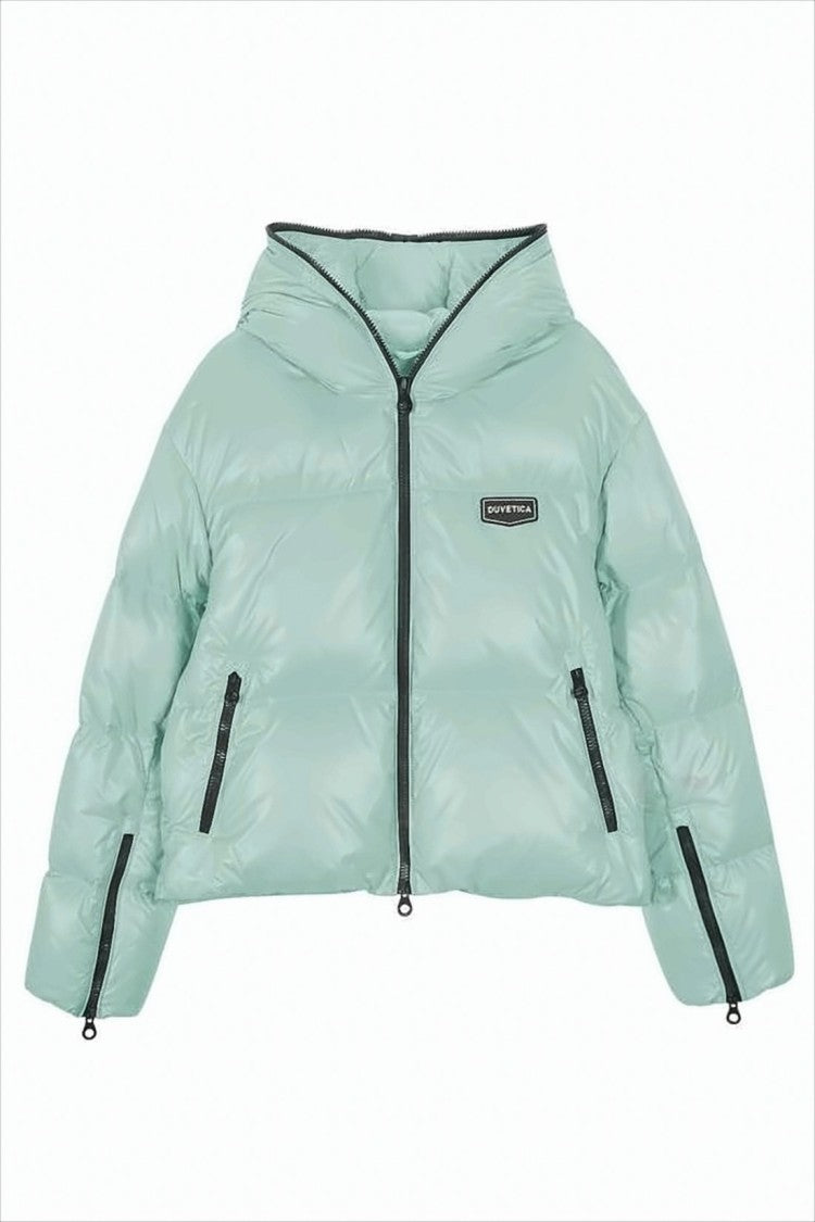 Duvetica Cropped Quilted Puffer Jacket With Hood And Branded Details