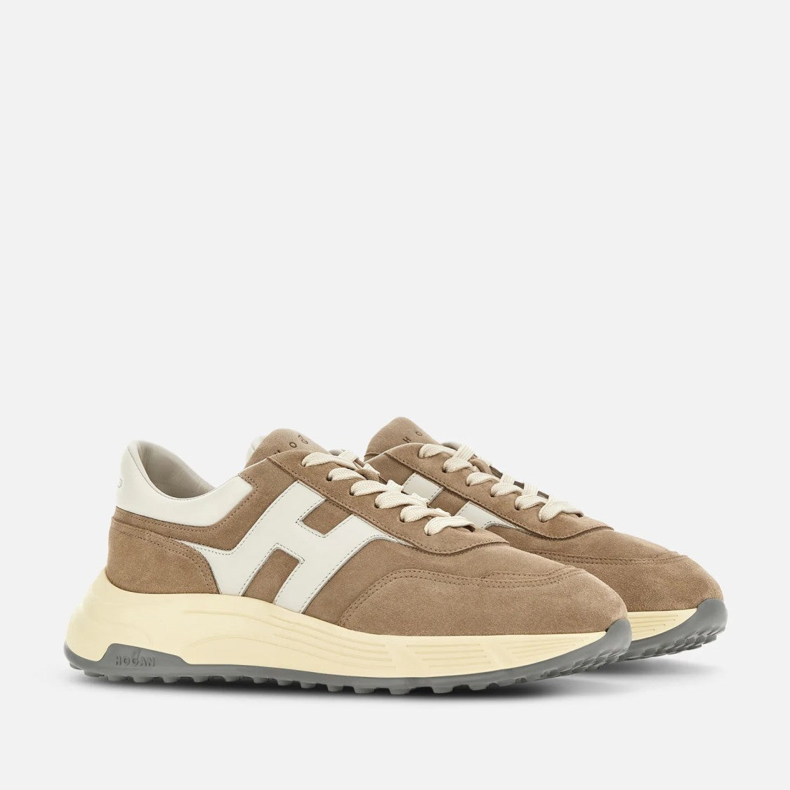 Hogan Hyperlight Allacciato H Sneakers In Beige