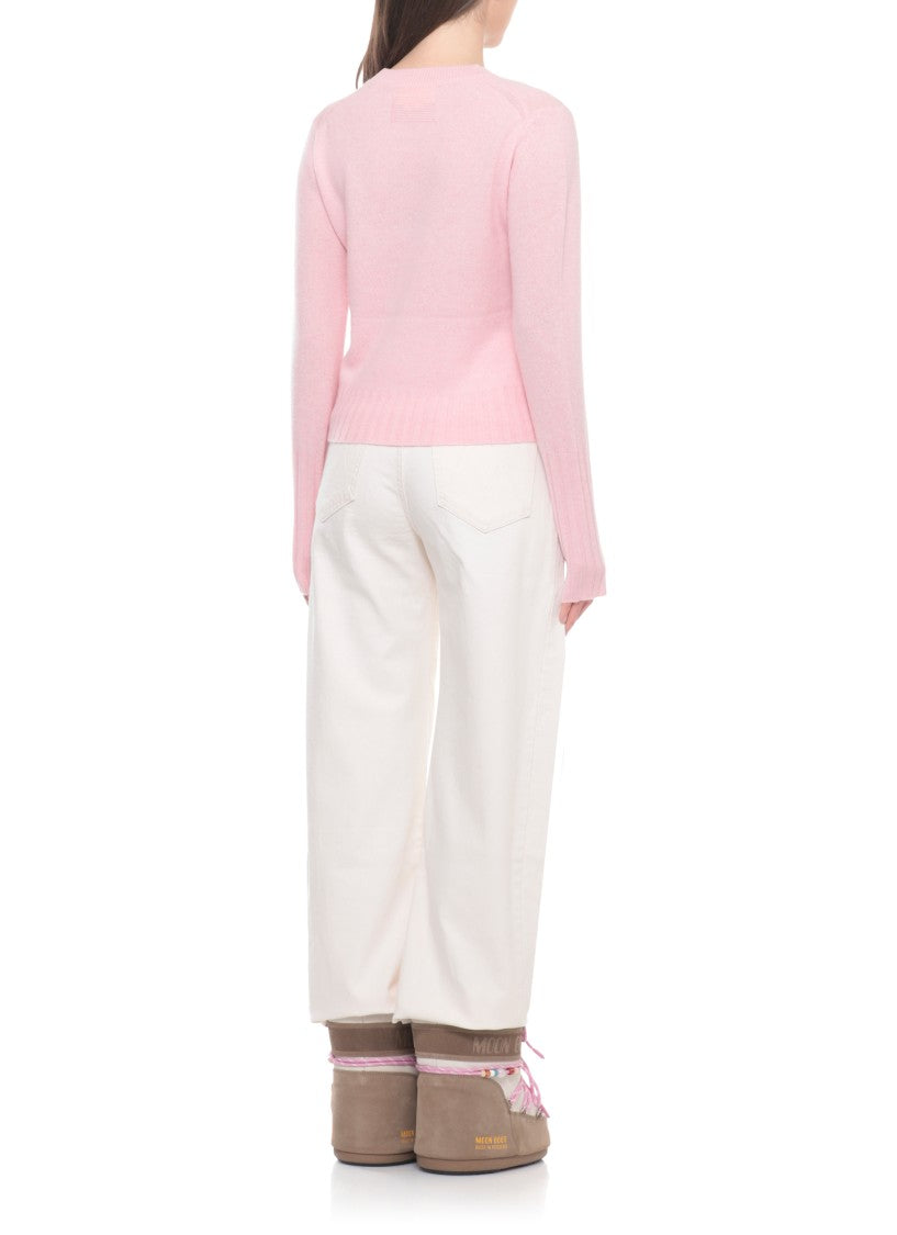 Guest In Residence Pink Shrunken Crew Cashmere Sweater
