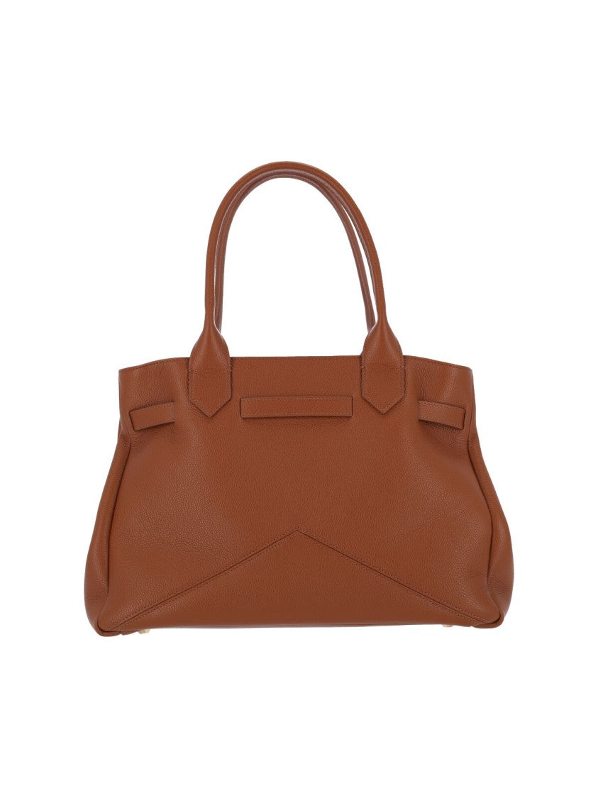 Ballantyne Structured Brown Calf Leather Tote With Adjustable Buckle