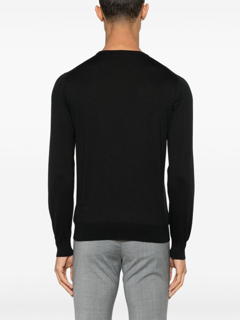 Tagliatore Silk-Cotton Blend Black Sweater