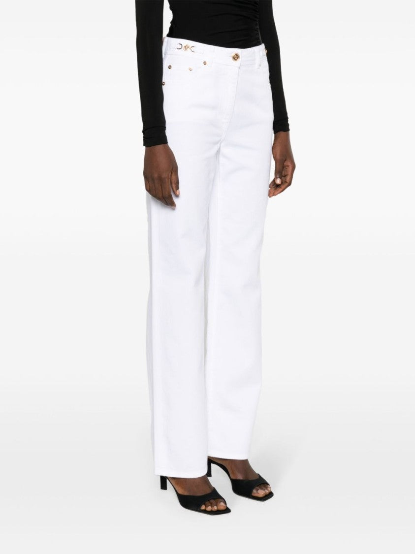 Versace Wide-Leg High Waist Trousers With Gold-Tone Accents