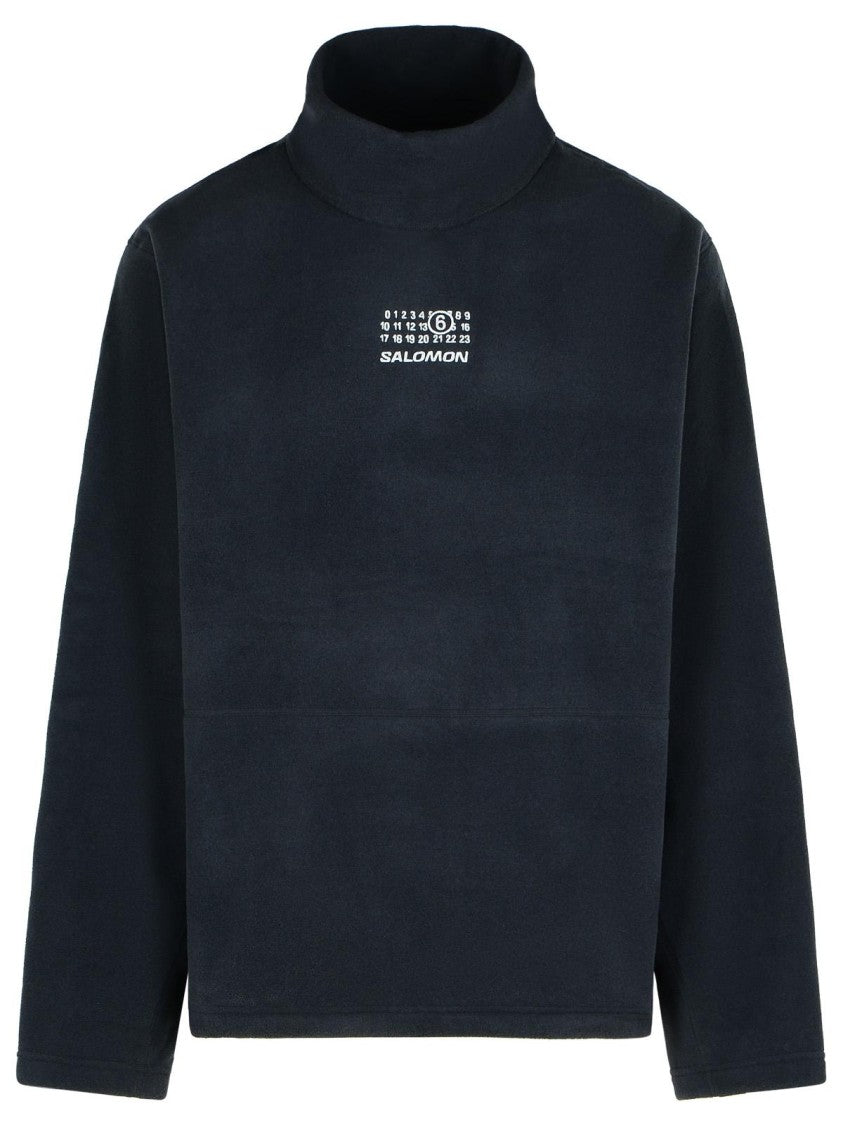 Mm6 By Maison Margiela Oversized Dark Grey Fleece Sweatshirt With Contrast Detailing