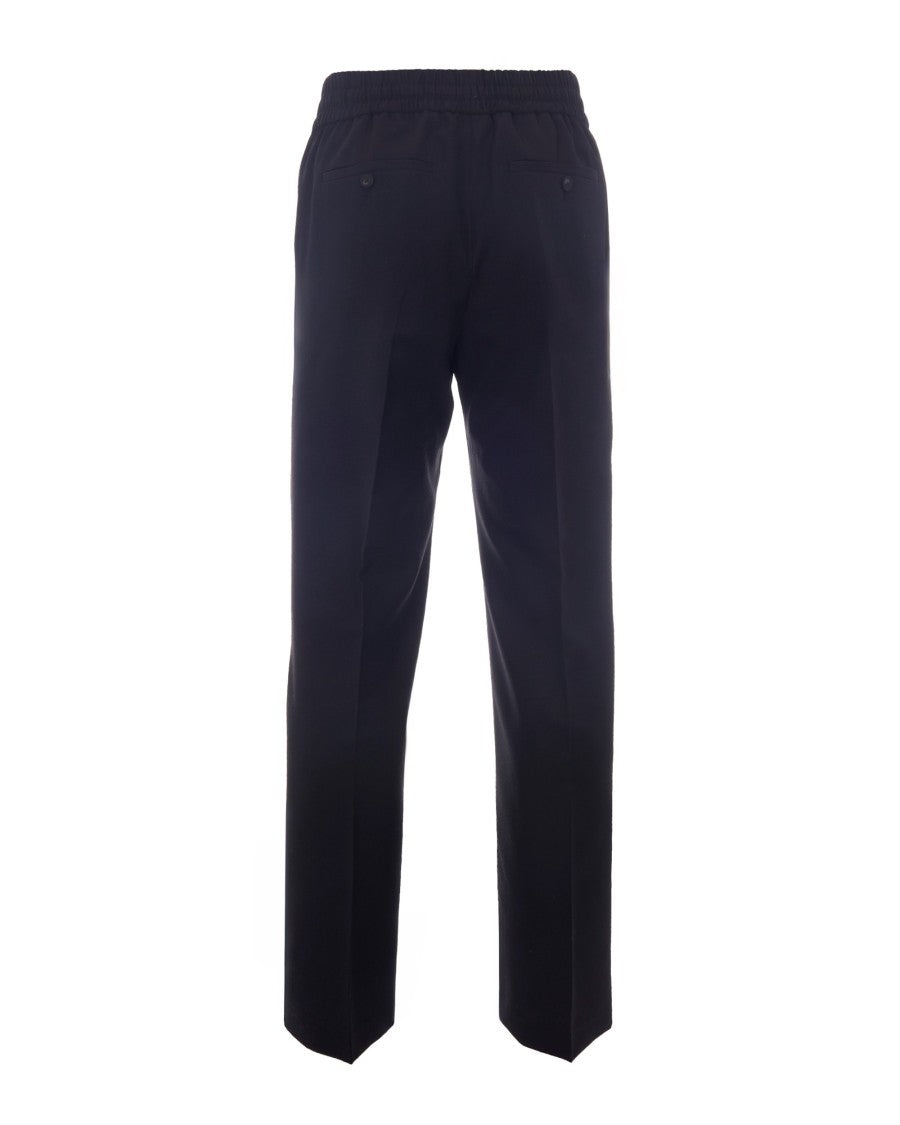 Drôle De Monsieur Straight-Cut Wool Blend Trousers With Embossed Drawstring
