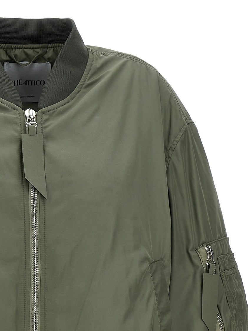 The Attico Padded Nylon Bomber Jacket With Zip Closure