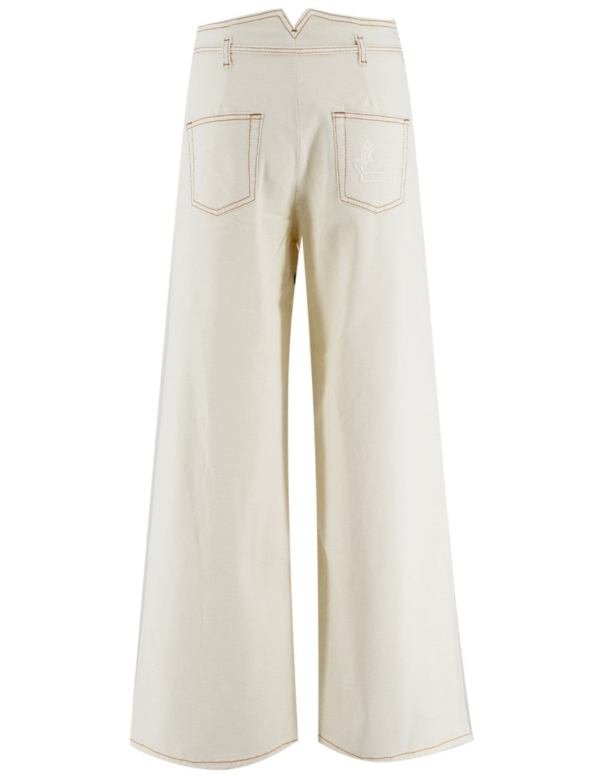 Etro High-Waisted White Denim Jeans